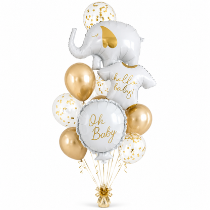 The Elephants in the House New Born Baby Balloon Bouquet Set of 13PC | Helium Filled & Delivered Inflated | Bridal Shower Decoration
