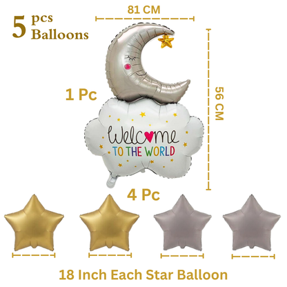 Welcome to The World Baby Arrival Helium Filled Balloon Balloons Set of 5