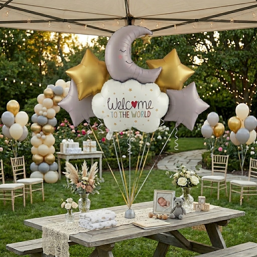 Welcome to The World Baby Arrival Helium Filled Balloon Balloons Set of 5