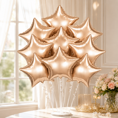 Champagne Gold Star Shaped Balloon Set - 10PC