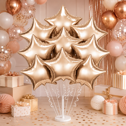 Champagne Gold Star Shaped Balloon Set - 10PC