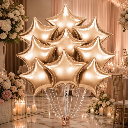Champagne Gold Star Shaped Balloon Set - 10PC
