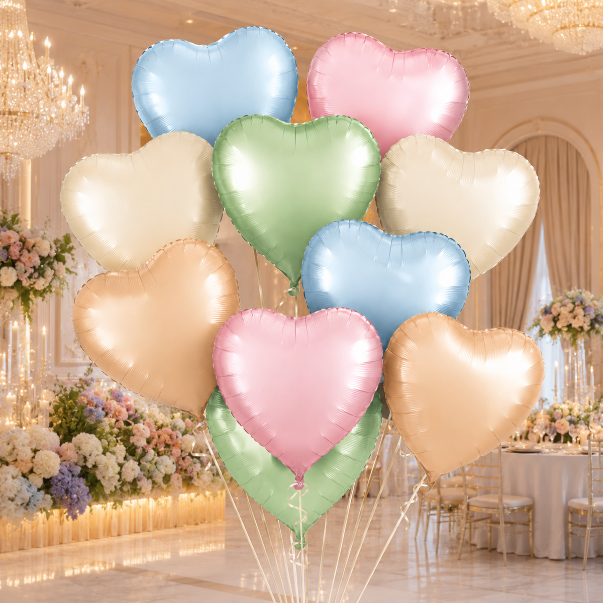 Pastel Macaron Color Heart Shaped Balloons Set - 10PC