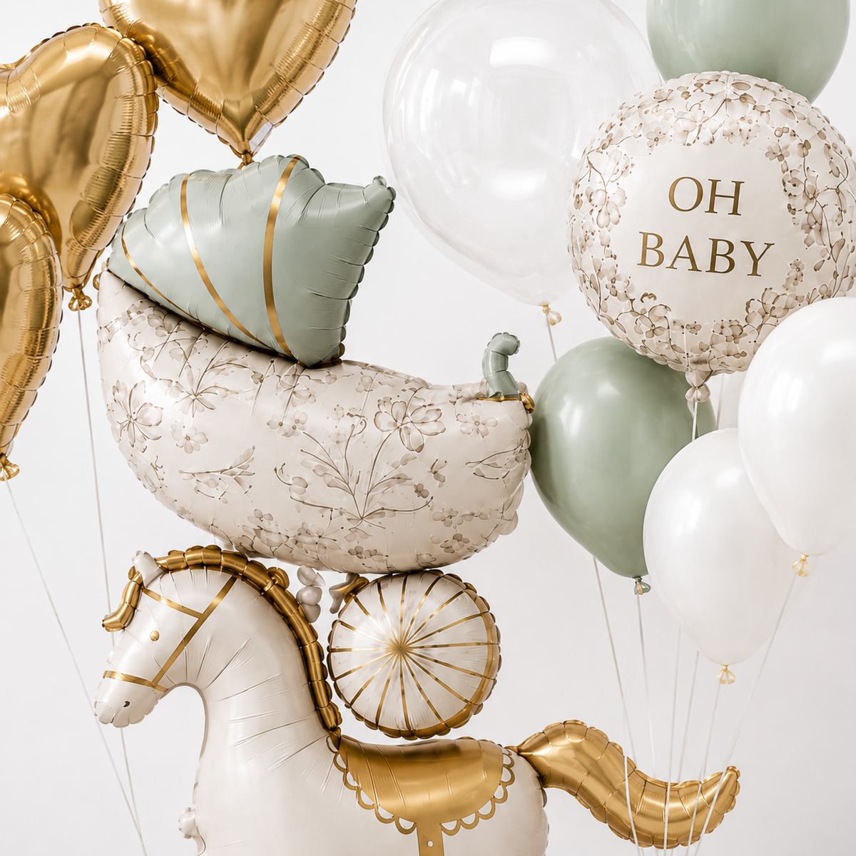 Horse Teddy Pram Blue Balloon Set - 13PC