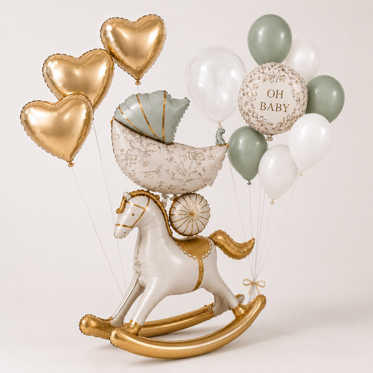 Horse Teddy Pram Blue Balloon Set - 13PC