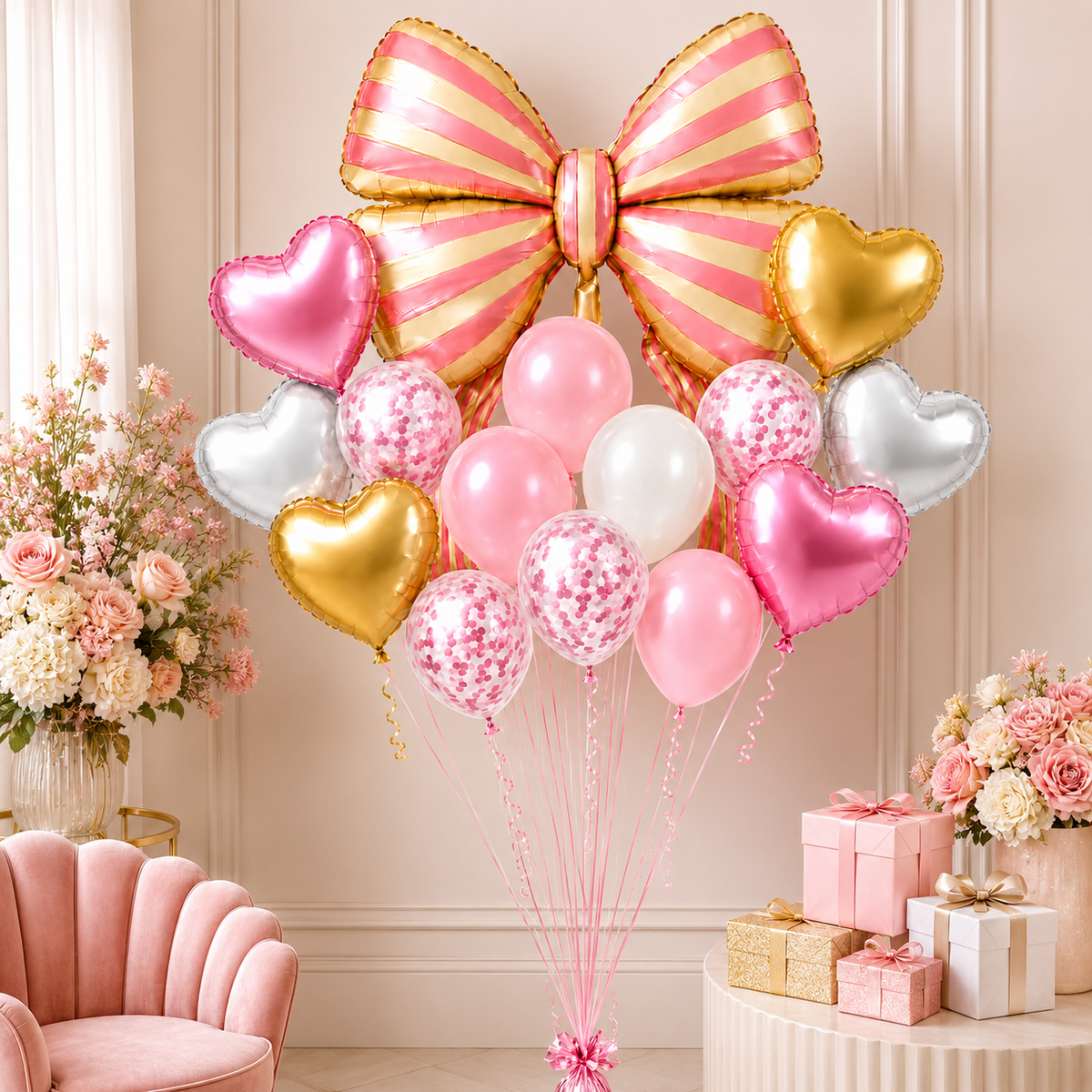 K-POP Theme Rumi Print Birthday Balloon Bouquet Set - 5PC | Helium Filled and Delivers Inflated