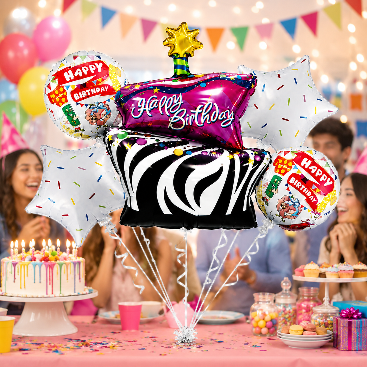 Baby Shower Cloud Shaped Balloon Bouquet Set - 5PC | Helium Filled and Delivers Inflated
