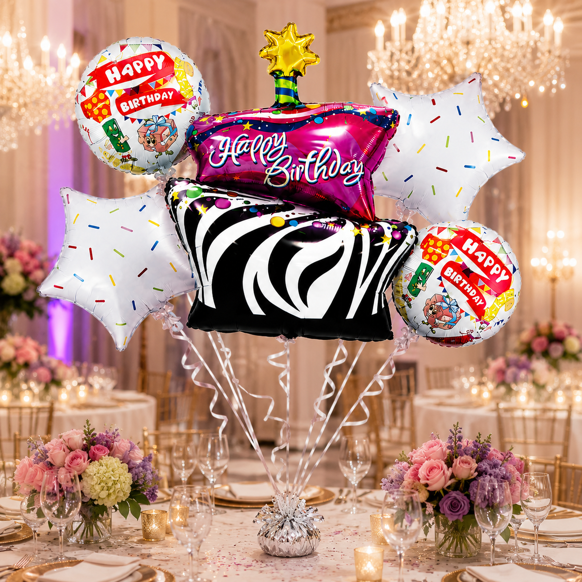 Baby Shower Cloud Shaped Balloon Bouquet Set - 5PC | Helium Filled and Delivers Inflated