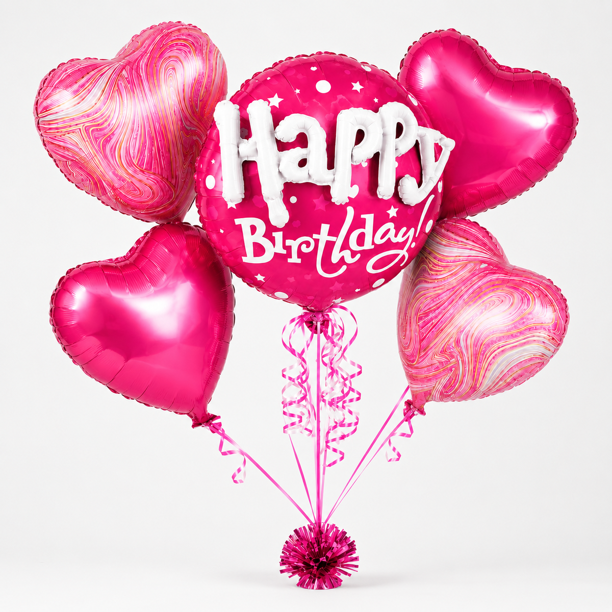 Happy Birthday 3D Golden Balloon Bouquet Set - 5PC | Helium Filled and Delivers Inflated