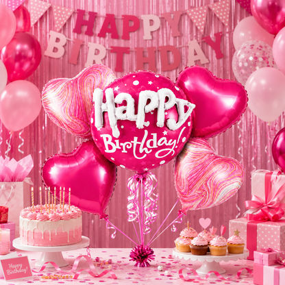 Happy Birthday 3D Golden Balloon Bouquet Set - 5PC | Helium Filled and Delivers Inflated