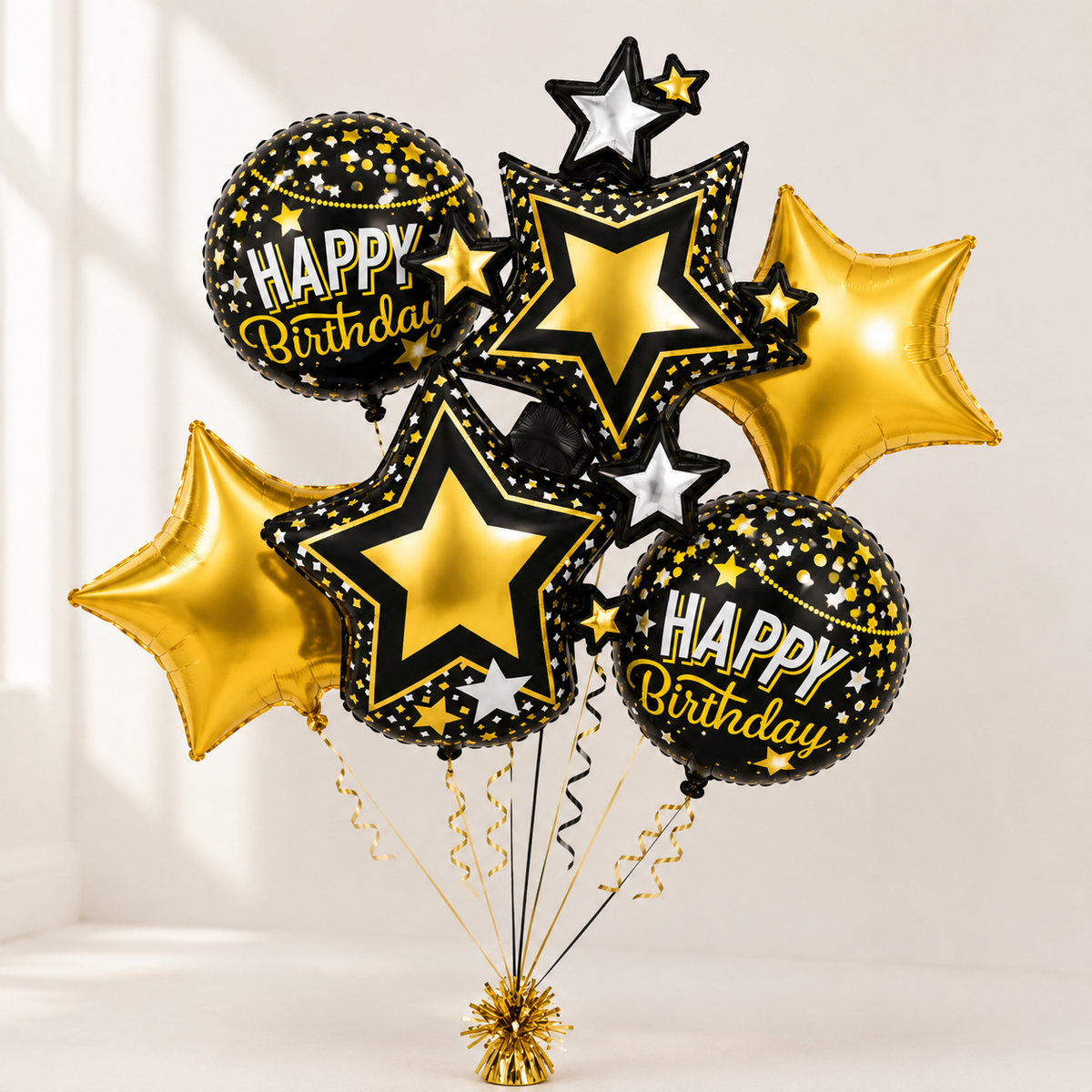 Hot Air Balloon Shaped Birthday Balloon Bouquet Set - 5PC | Helium Filled and Delivers Inflated
