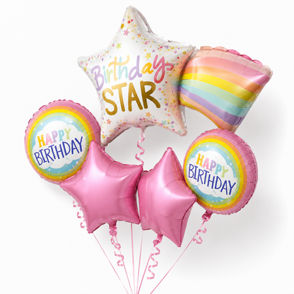 Starry Nights Birthday Balloon Bouquet Set - 5PC | Helium Filled and Delivers Inflated