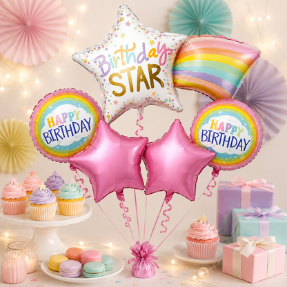 Starry Nights Birthday Balloon Bouquet Set - 5PC | Helium Filled and Delivers Inflated