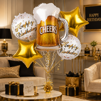 Cheers Pink Champagne Bridal Shower Balloon Bouquet Set - 5PC | Helium Filled and Delivers Inflated