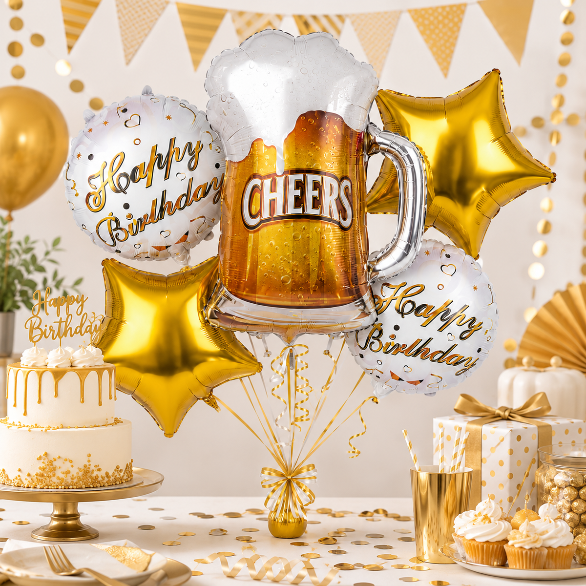 Cheers Pink Champagne Bridal Shower Balloon Bouquet Set - 5PC | Helium Filled and Delivers Inflated