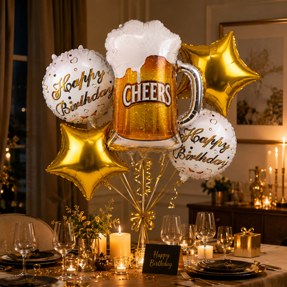 Cheers Pink Champagne Bridal Shower Balloon Bouquet Set - 5PC | Helium Filled and Delivers Inflated