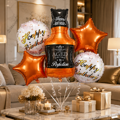 Cheers on Beers Birthday Balloon Bouquet Set - 5PC | Helium Filled and Delivers Inflated