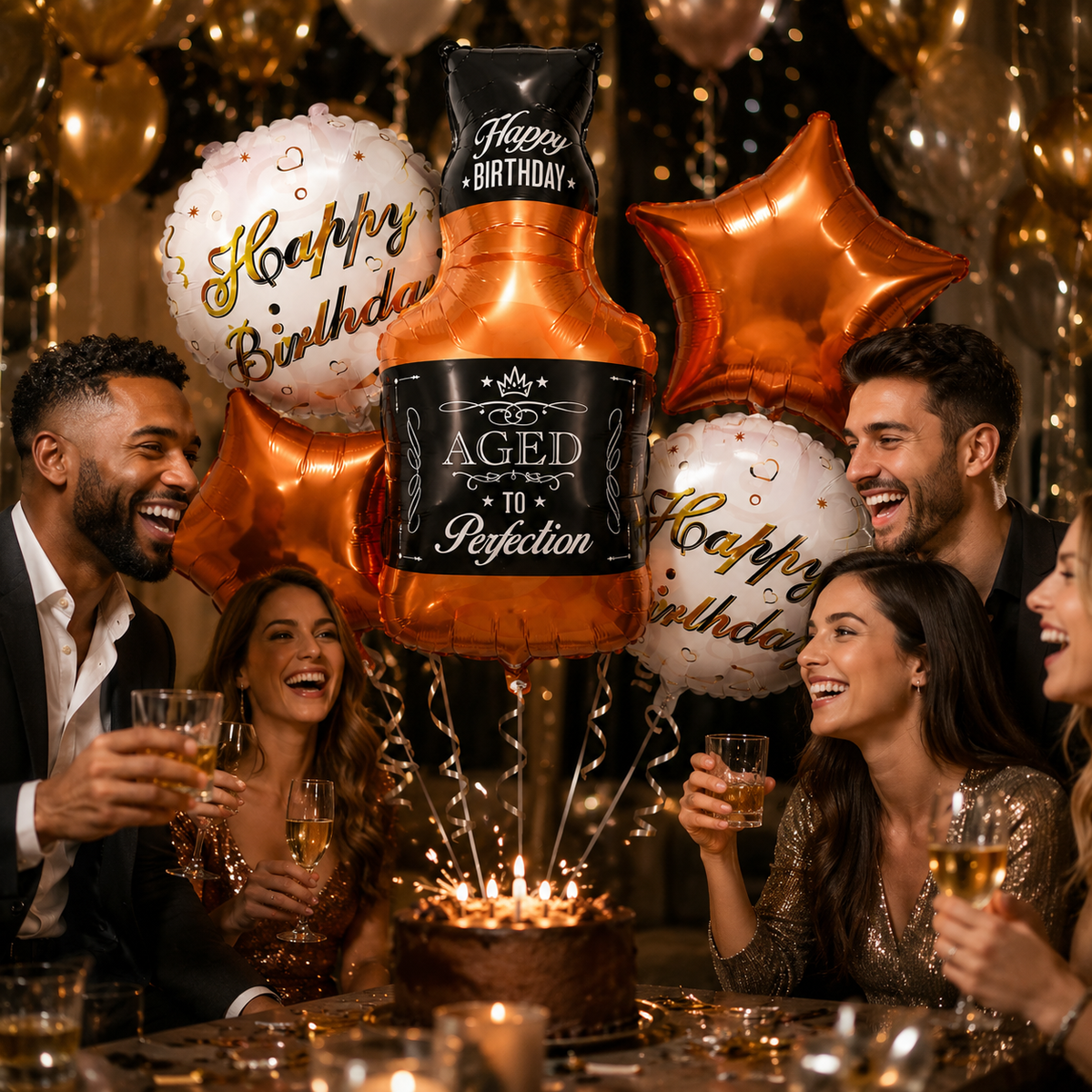Cheers on Beers Birthday Balloon Bouquet Set - 5PC | Helium Filled and Delivers Inflated
