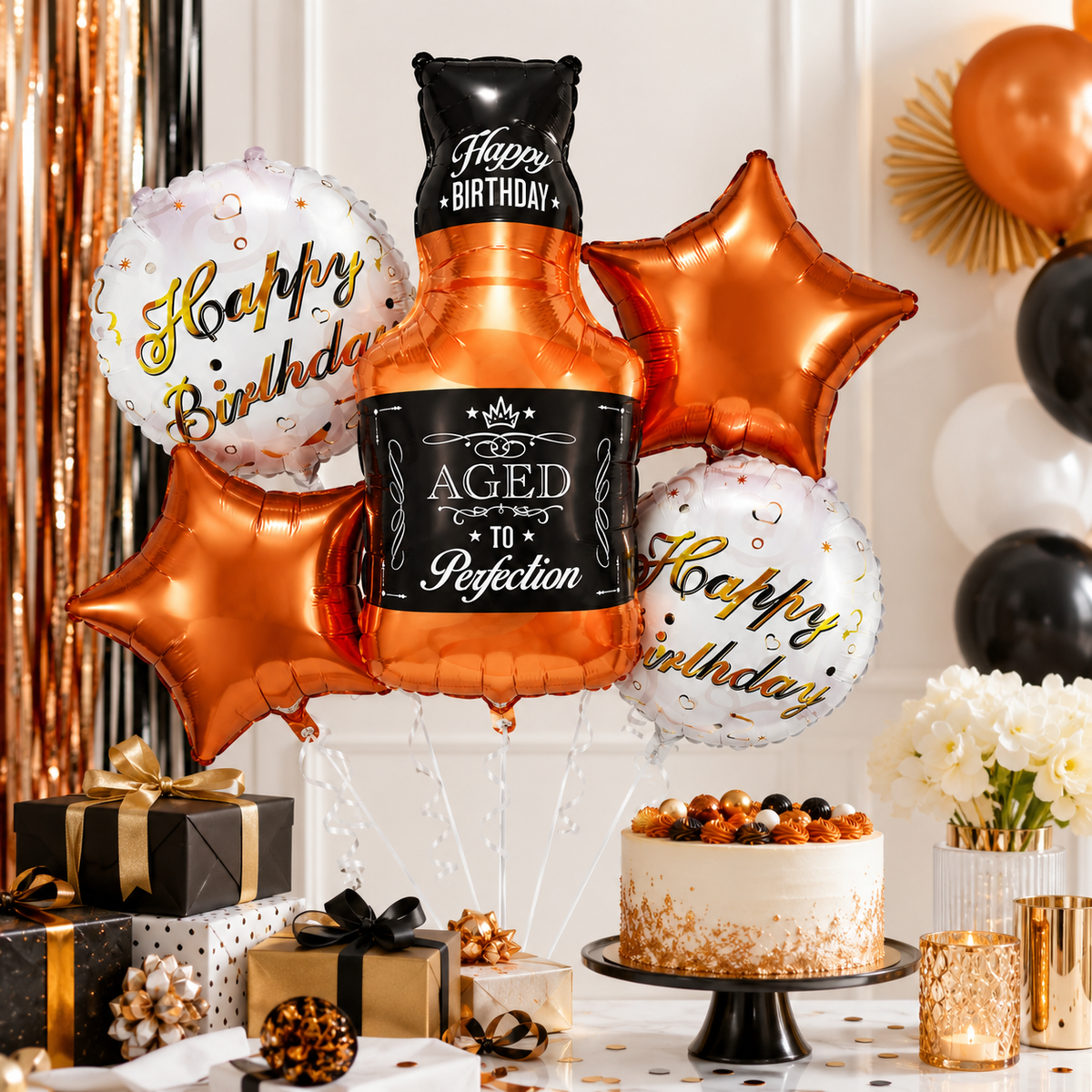 Cheers on Beers Birthday Balloon Bouquet Set - 5PC | Helium Filled and Delivers Inflated