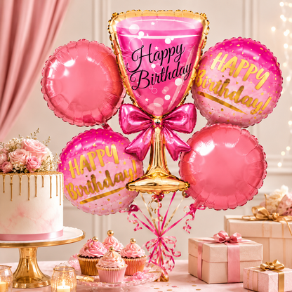 Aged To Perfection Birthday Balloon Bouquet Set - 5PC | Helium Filled and Delivers Inflated