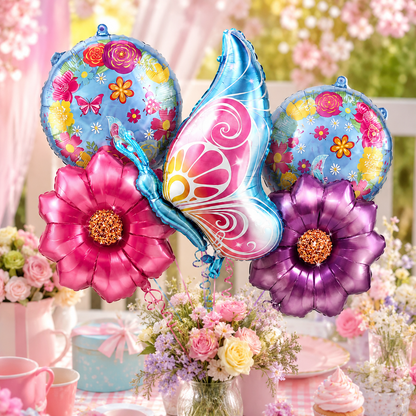 Pink Champagne Bottle Shaped Birthday Balloon Bouquet Set - 5PC | Helium Filled and Delivers Inflated