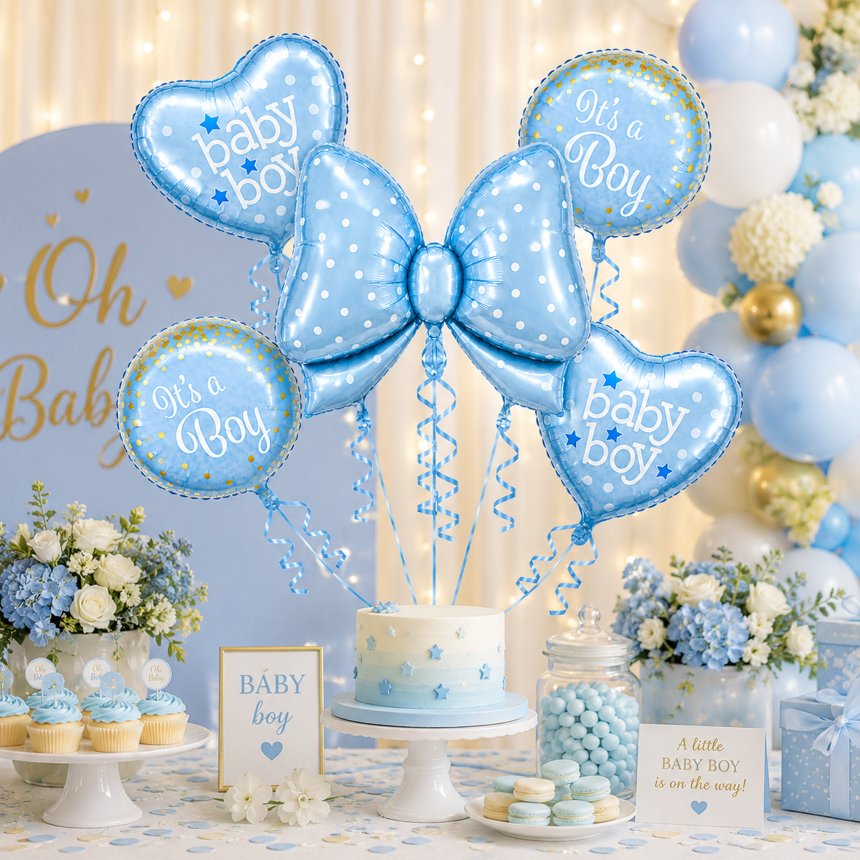 Butterfly and Flowers Shaped Balloon Bouquet Set - 5PC | Helium Filled and Delivers Inflated