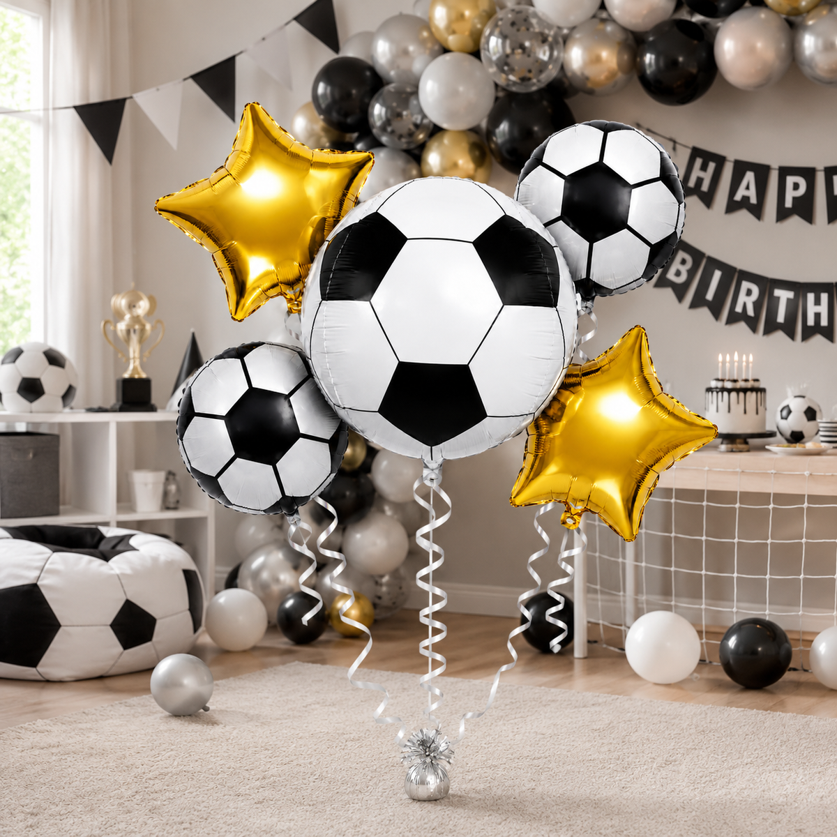 Green Champagne Bottle Birthday Balloon Bouquet Set - 5PC | Helium Filled and Delivers Inflated