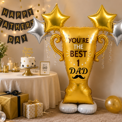 You're the Best No. 1 Dad Large Shape Father's Day Balloons with Star Shaped Helium Balloons | Pre Inflated & Delivered