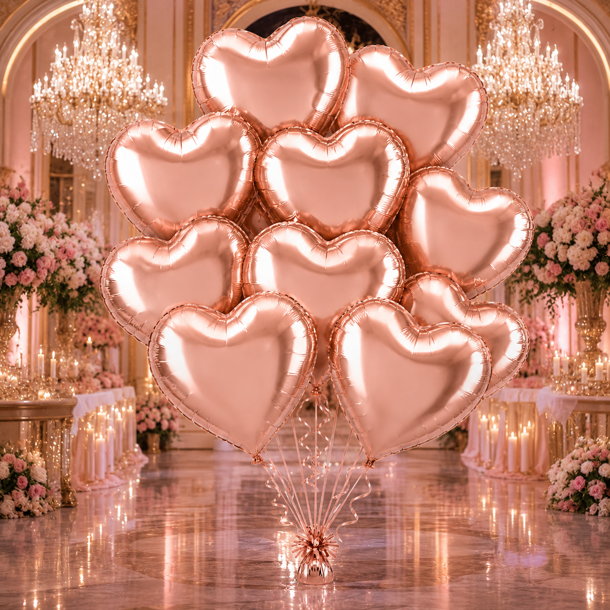 Rose Gold Heart Shaped Balloons 9 inches - 10PC