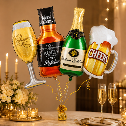 Adult Alcohol Bottles and Drinks Cheers Balloon Set - 4 PC