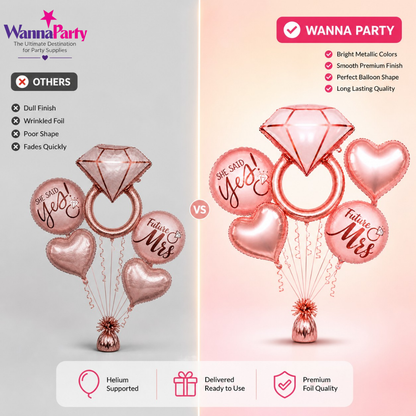 Multiple Balloon Shaped Balloons with Rose Gold, Gold and Silver Star Helium Filled Balloon Bouquet Set of 7PC