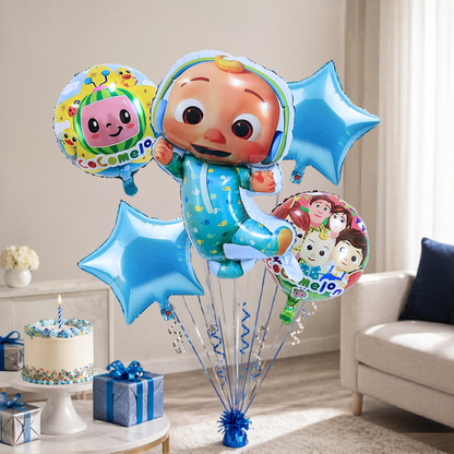 Coco Melon Kids Musical Cartoon Theme Helium Filled Balloon Set of 5 | Birthday Party Decoration Balloons for Kids