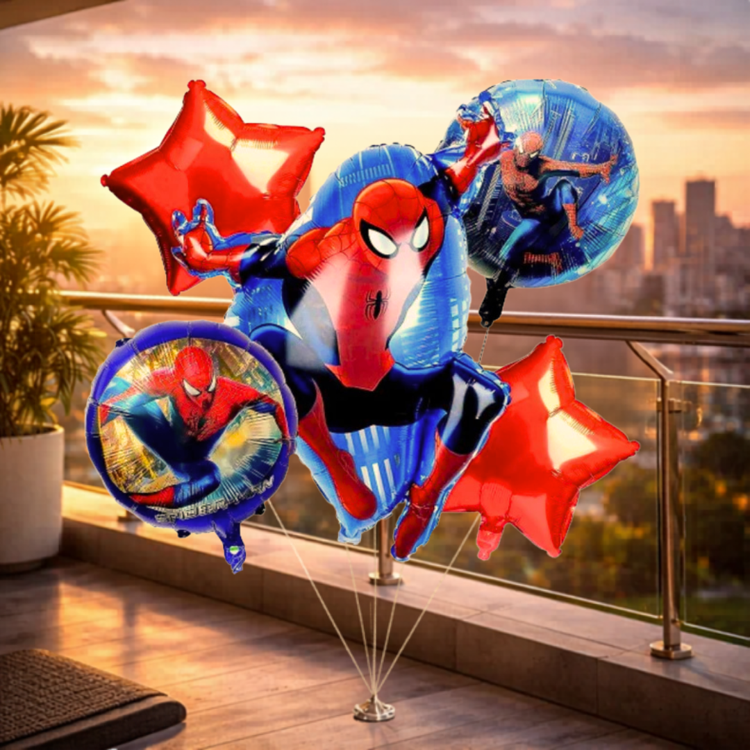The Amazing Spiderman Helium Filled Balloon Bouquet Set of 5 | Pre-Inflated & Delivered