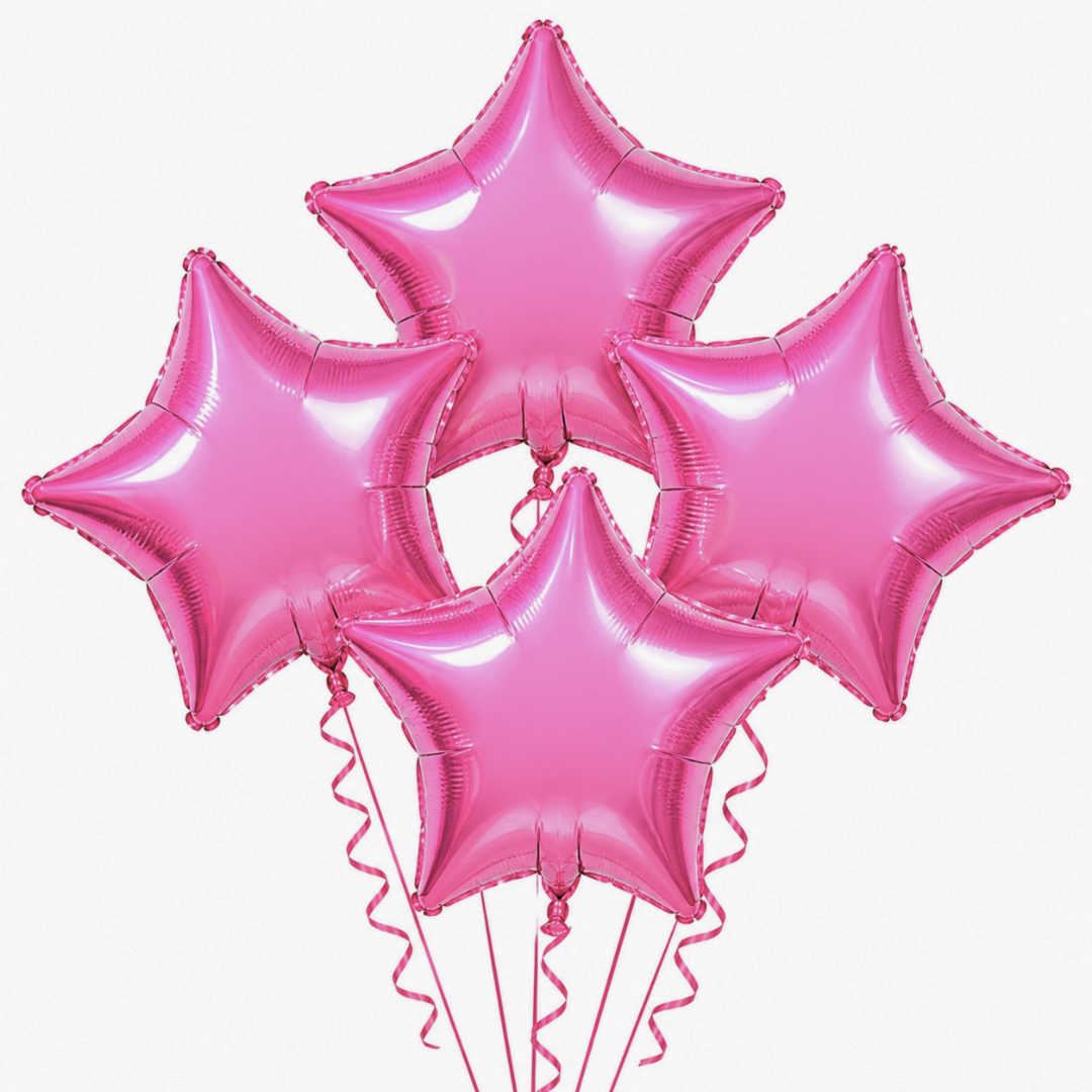 Pink Star Shape Foil Balloons (18 Inch, Pack of 4) Helium Filled & Delivered Inflated