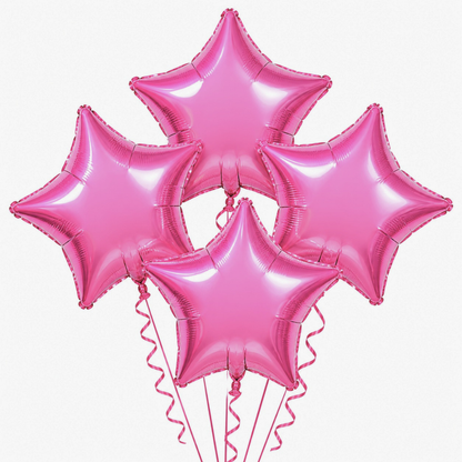 Pink Star Shaped Foil Balloon Combo Pack - Helium Quality - 18 inches - 4PC