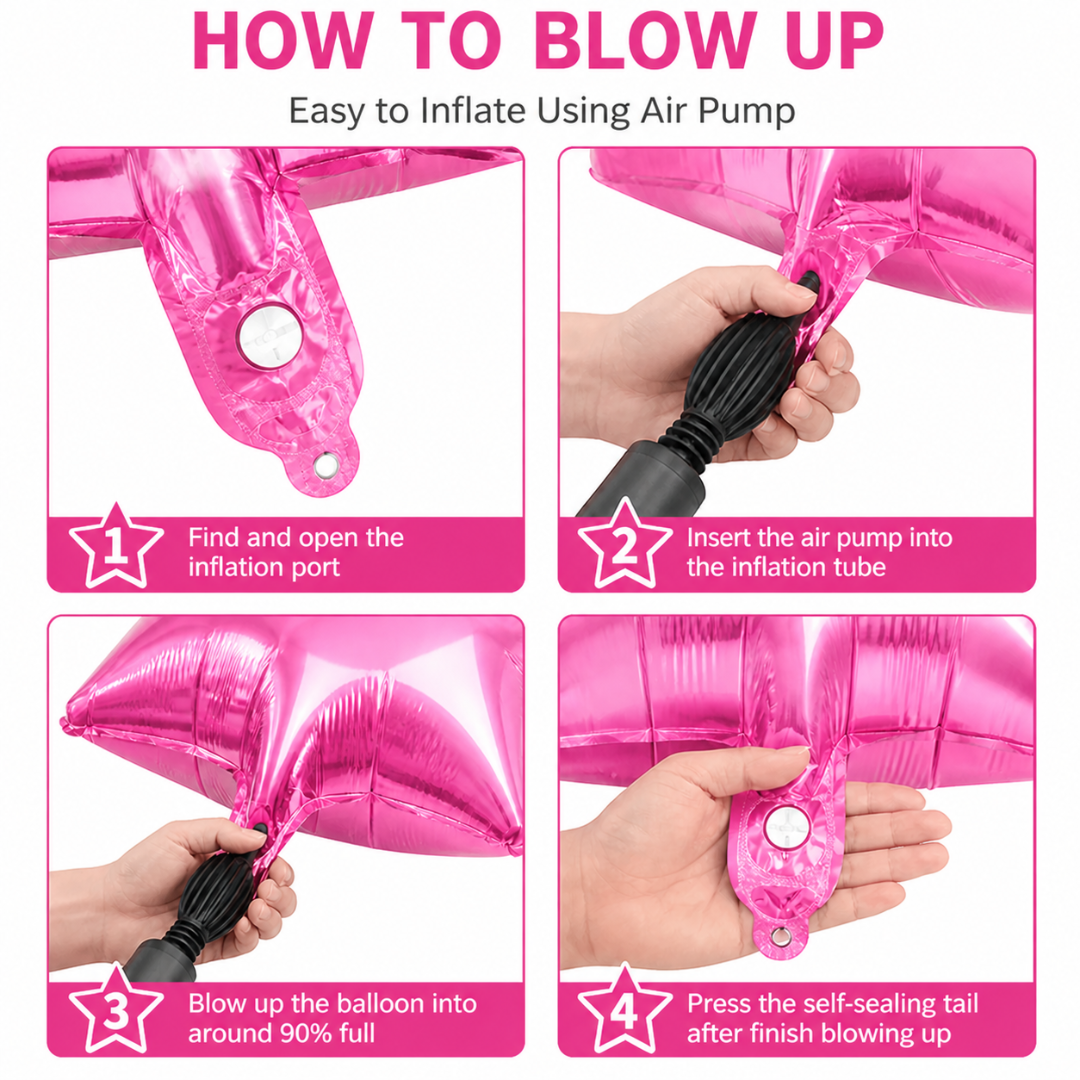 Pink Star Shape Foil Balloons (18 Inch, Pack of 4) Helium Filled & Delivered Inflated