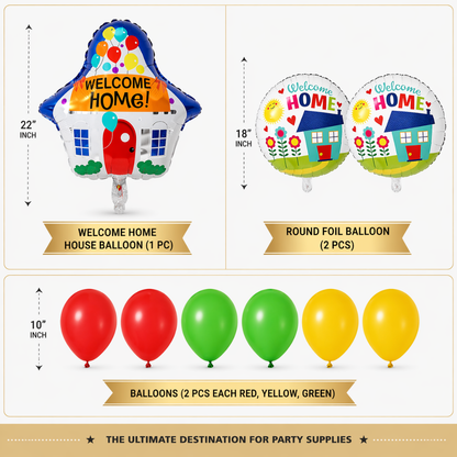 Welcome Home Balloon Set of 9 Pcs| Home Coming Surprise Decoration Balloon Bouquet Helium Filled and Delivered Inflated