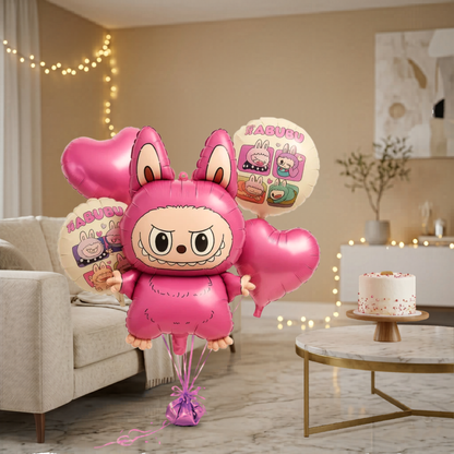 Labubu Theme Foil Balloon Bouquet Set of 5