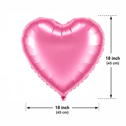 Pink Heart Foil Balloon Set - 4PC | Helium Filled & Delivered Inflated Balloons | Romantic Party Decoration for Valentine’s Day, Anniversary & Surprise Celebrations