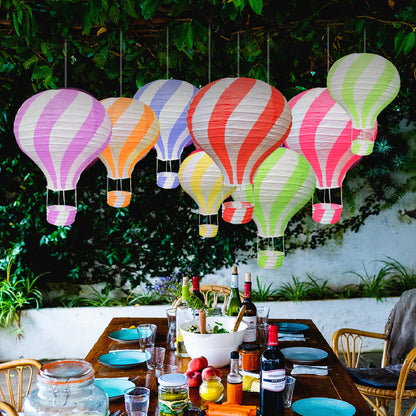Assorted Color Paper Lantern Parachute/Hot Air Baloon for Hanging Decor - 5PC