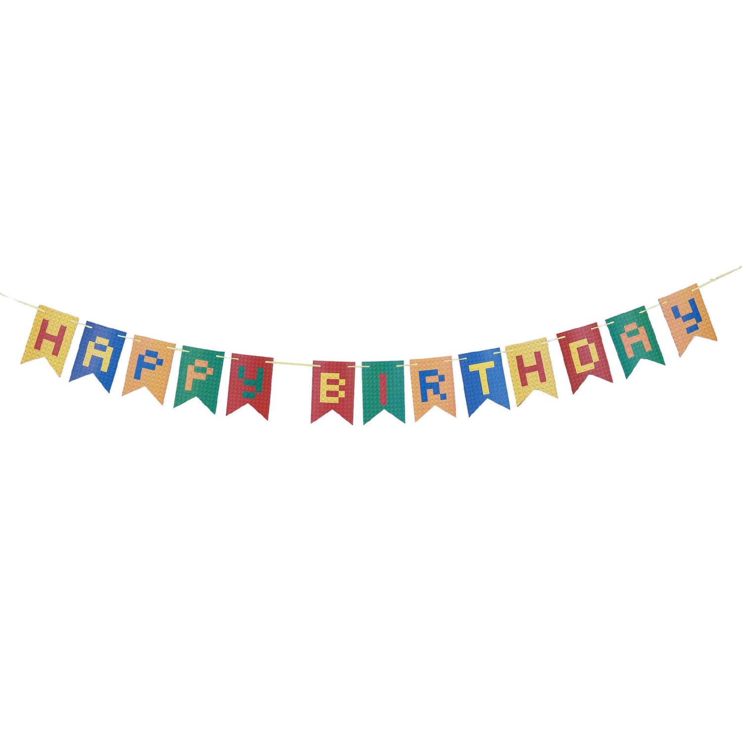 Lego Theme Birthday Bunting Banner - Building Blocks Party Decor | Wanna Party - Image 1