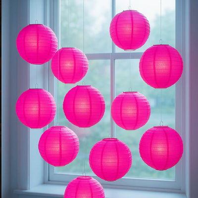 Fuchsia Round Paper Lantern 12 inch - Party Hanging Decor | Wanna Party