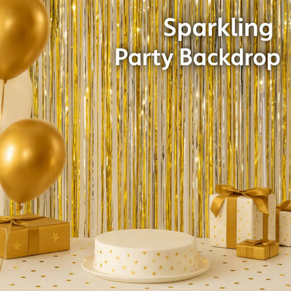 Gold & Silver Dual Tone Foil Curtain-2PC