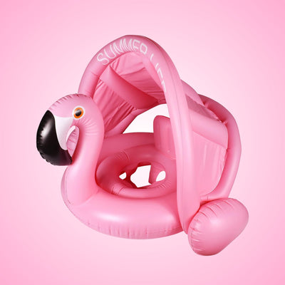 Inflatable Flamingo Pool Float with Canopy for Kids - 1PC - Wanna Party - front