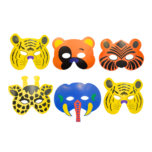 Jungle Theme Animal Paper Eye Masks - 6PC - Wanna Party - side