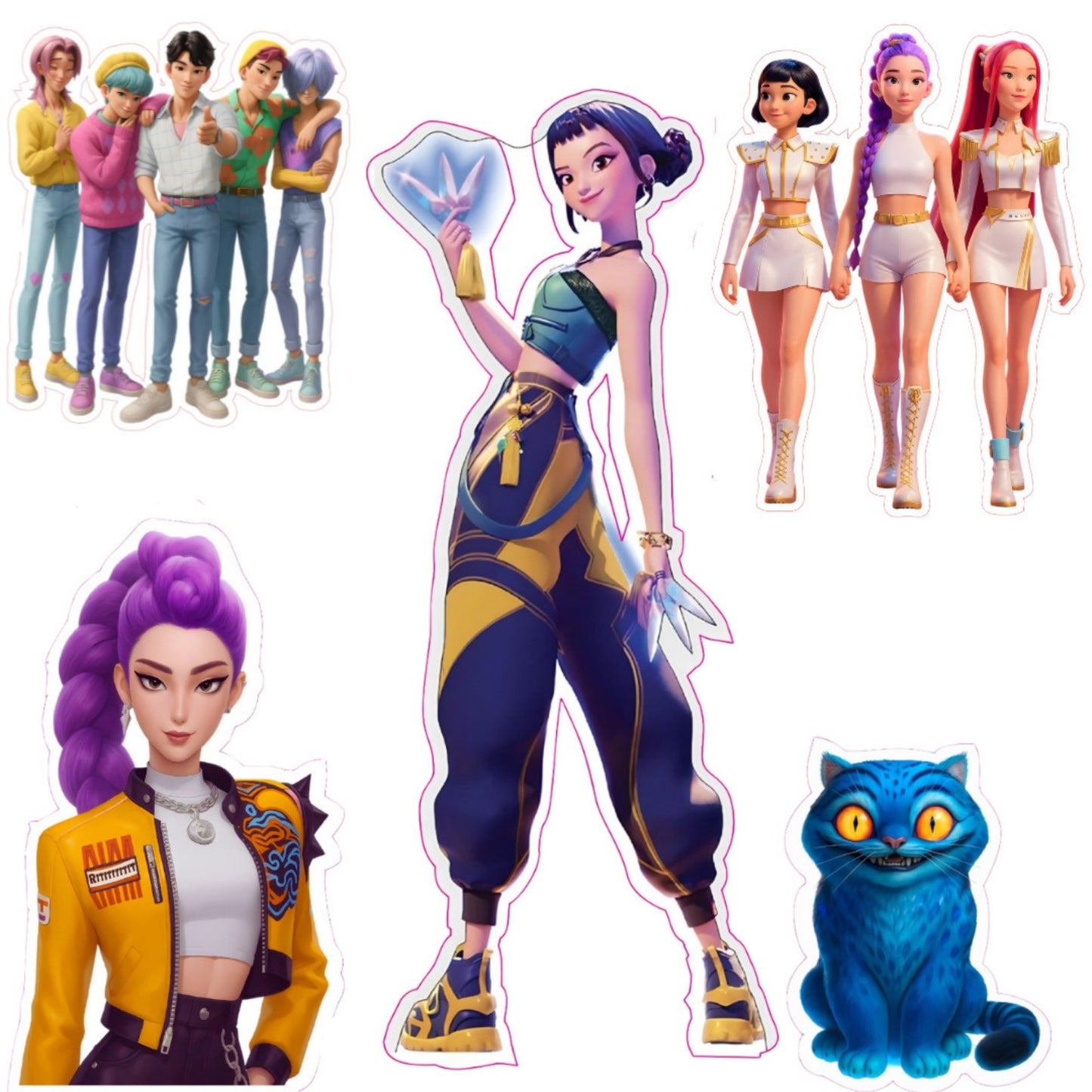 Kpop Demon Hunters Birthday Decoration Cutouts - Pack of 5