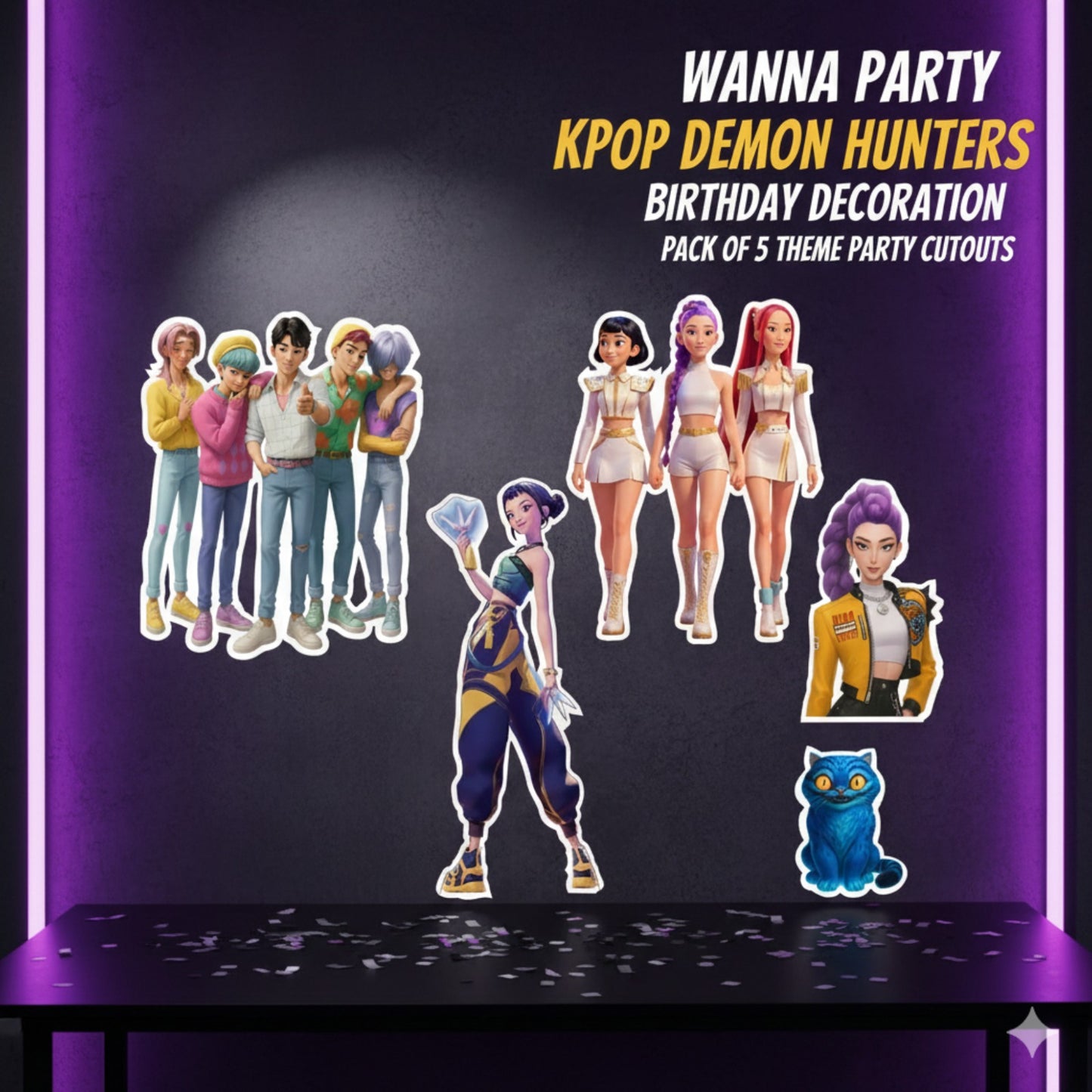 Kpop Demon Hunters Birthday Decoration Cutouts - Pack of 5