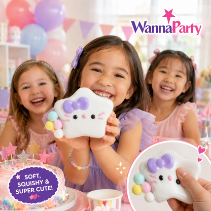 Hello Kitty White Star Squishy Taba Toy - Cute Squeeze Toy | Wanna Party - Image 5