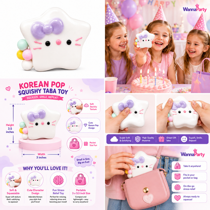 Hello Kitty White Star Squishy Taba Toy - Cute Squeeze Toy | Wanna Party - Image 9