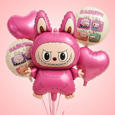 Labubu Theme Foil Balloon Bouquet Set of 5